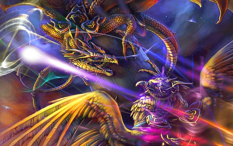 Fantasy dragon battle