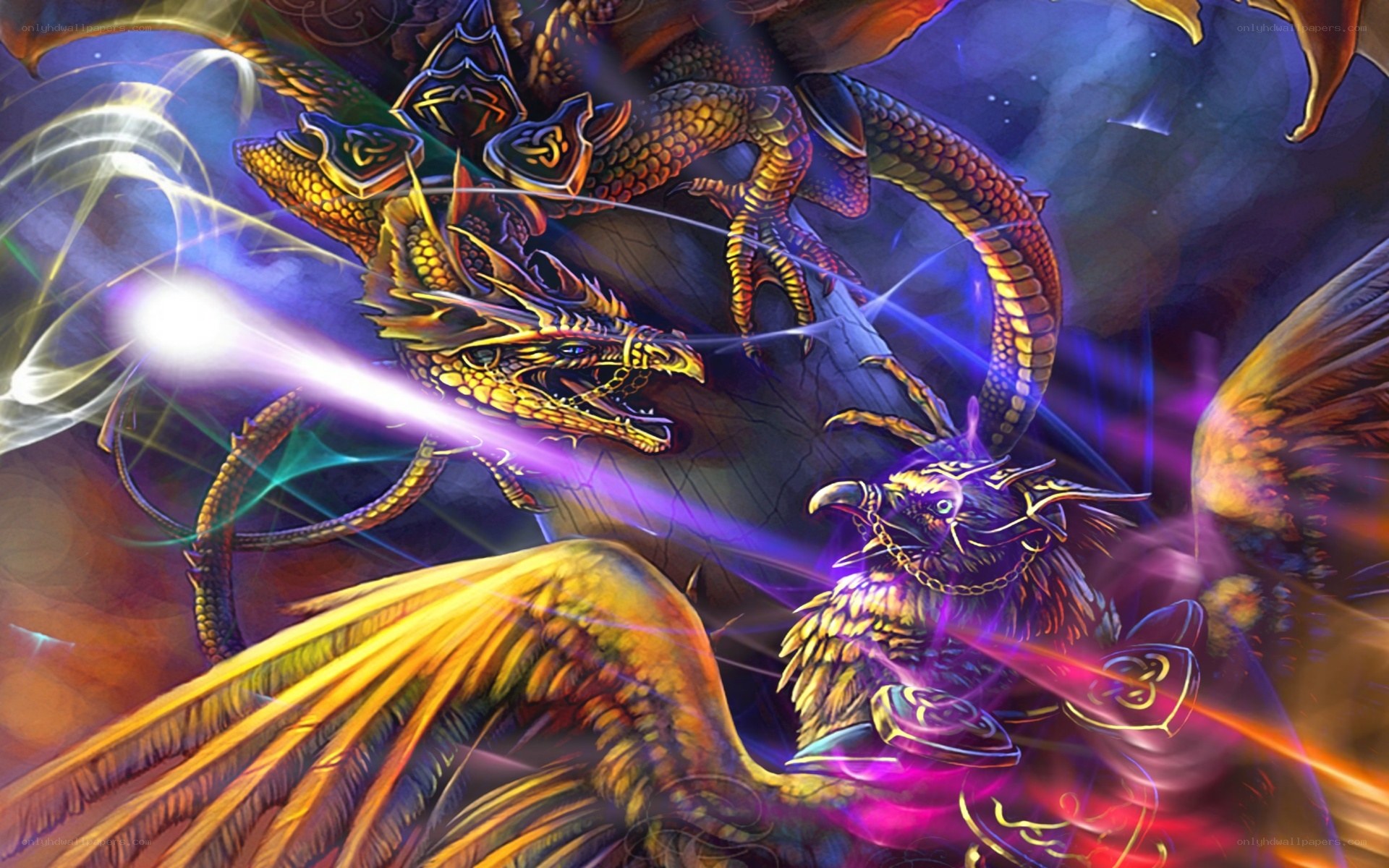 Fantasy dragon battle