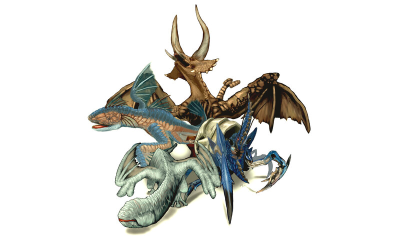 Fantasy dragon creatures