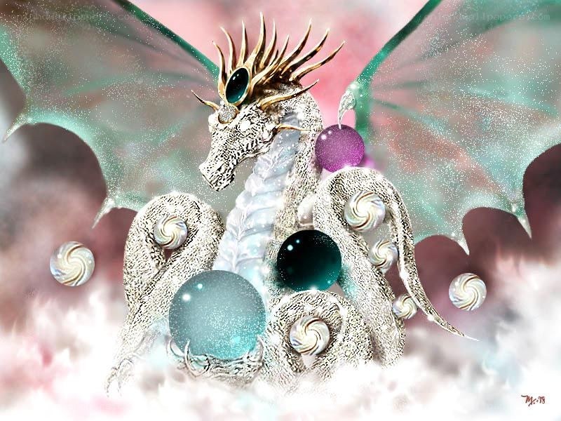 Fantasy dragon with gemstones