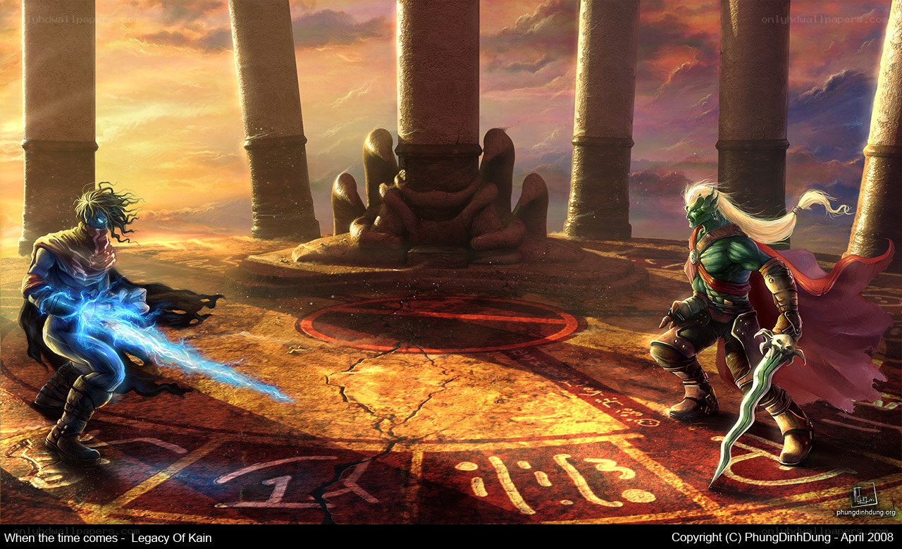 Fantasy duel at sunset