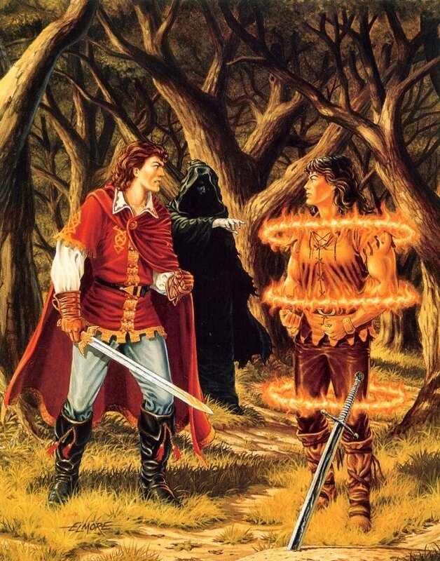 Fantasy duel in a forest