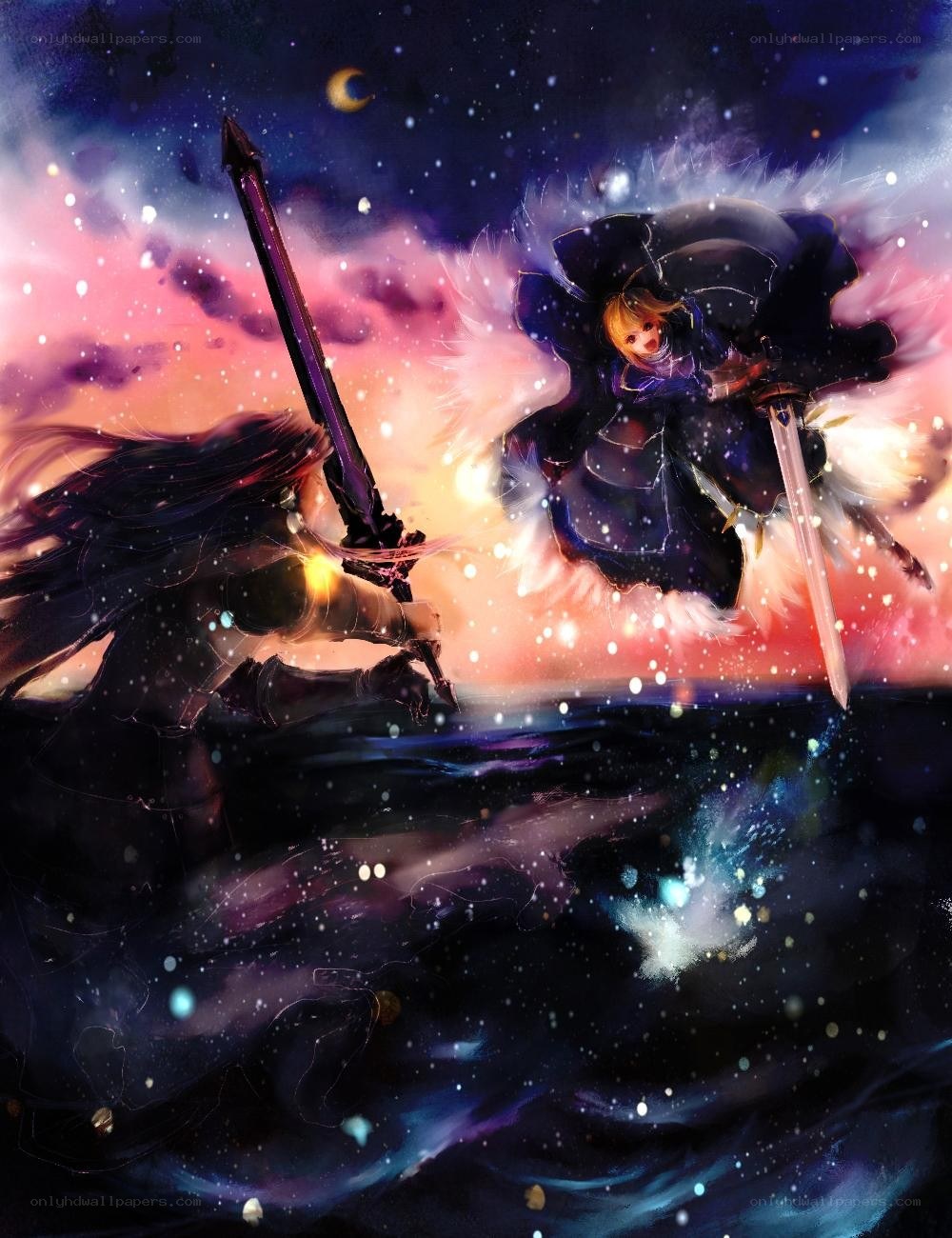 Fantasy duel in a starry sky