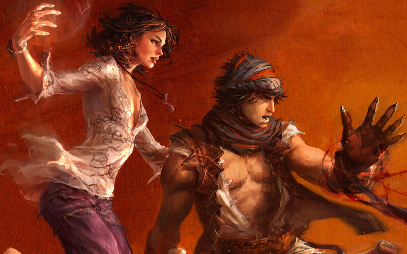 Fantasy duel in fiery light