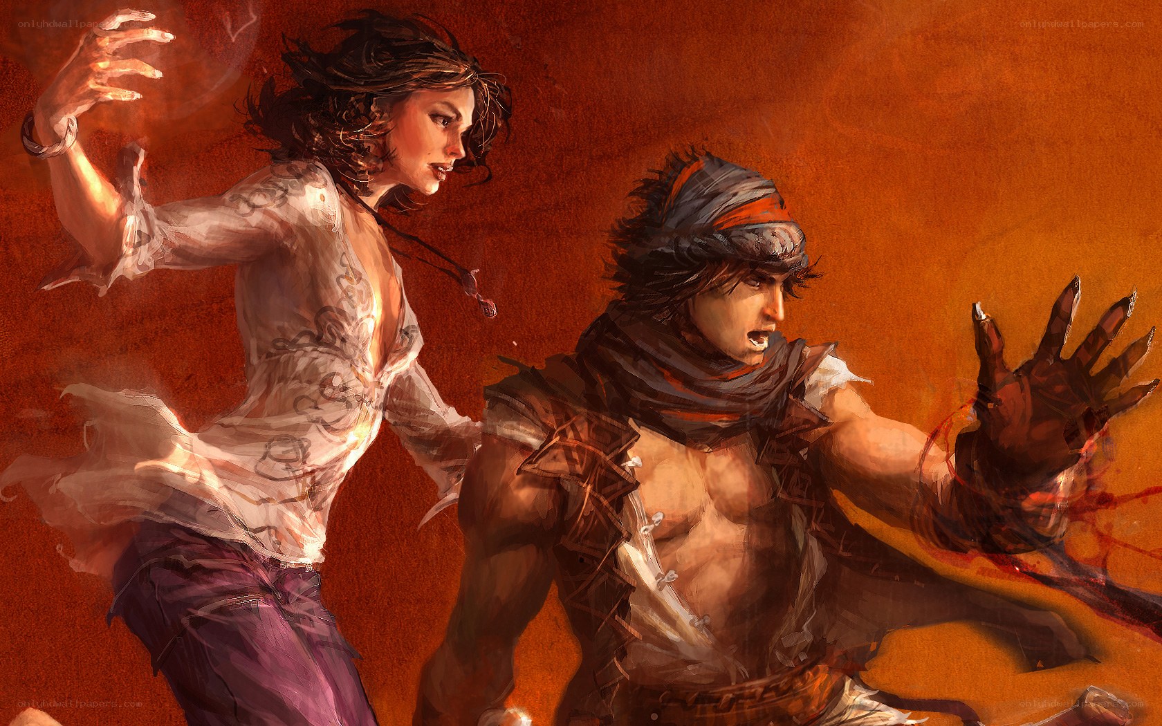 Fantasy duel in fiery light