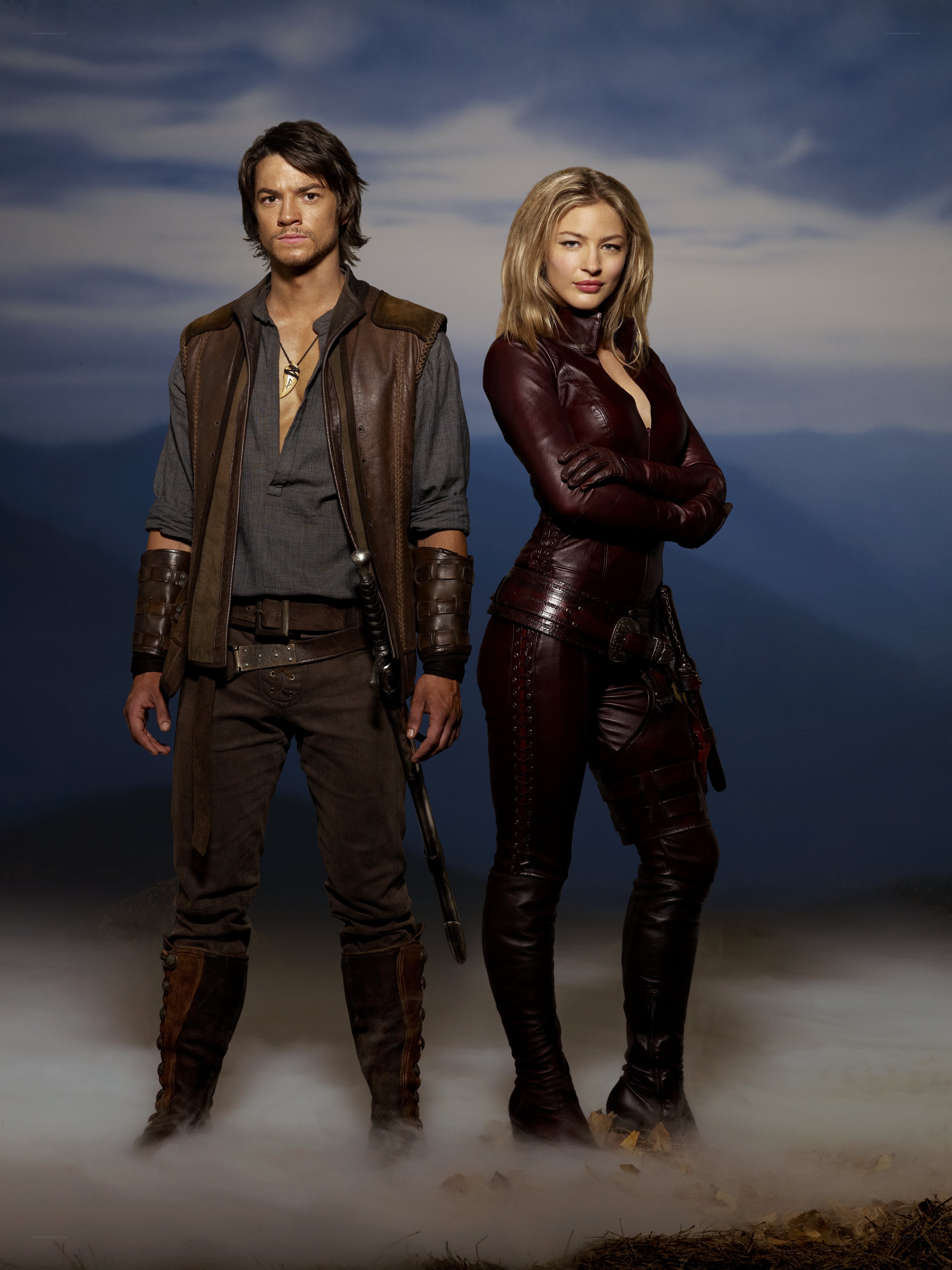 fantasy duo in leather attire