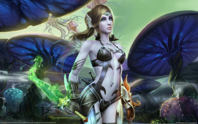 Fantasy elf warrior in mystical forest