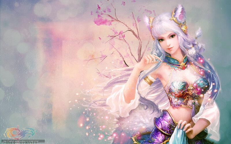 fantasy elf warrior with cat ears