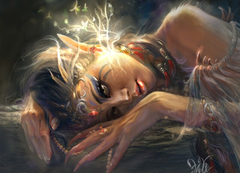 fantasy elf with glowing head