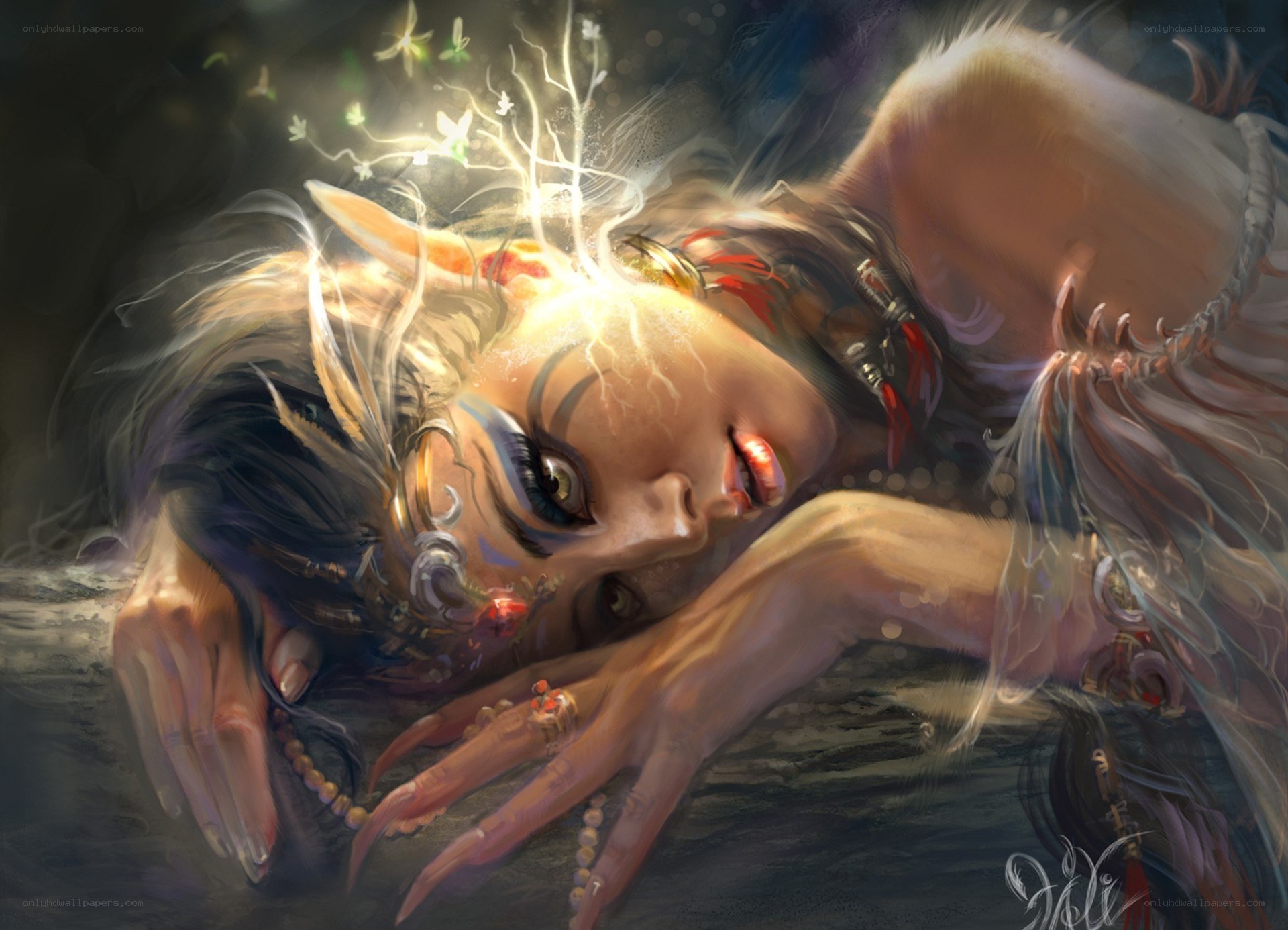 fantasy elf with glowing head