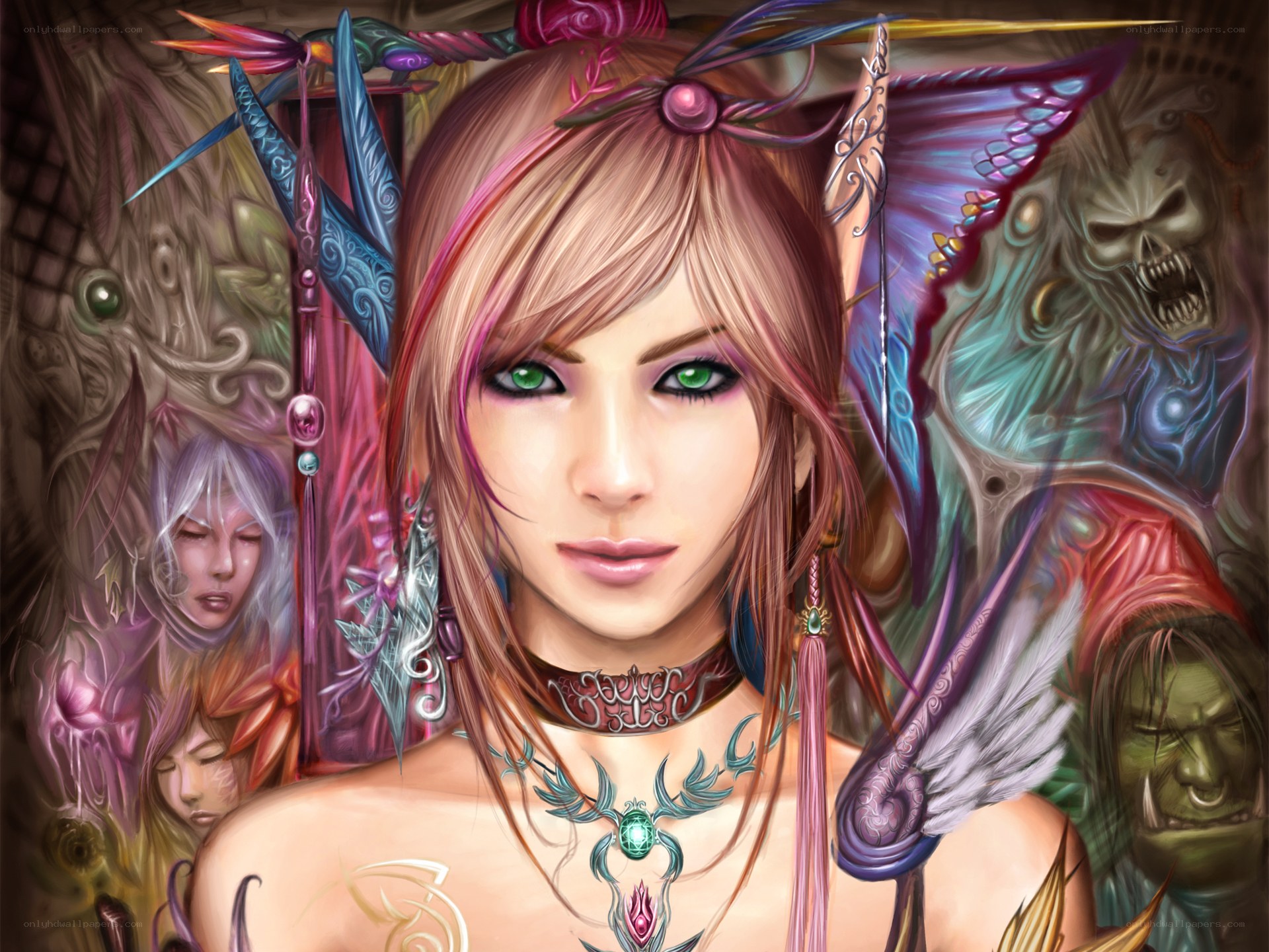 fantasy elf woman with green eyes