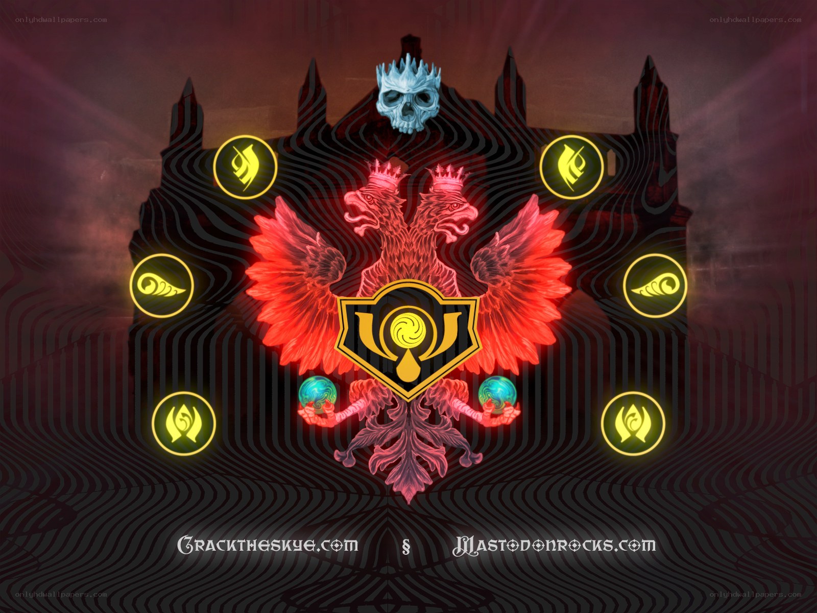 fantasy emblem with skull and griffin