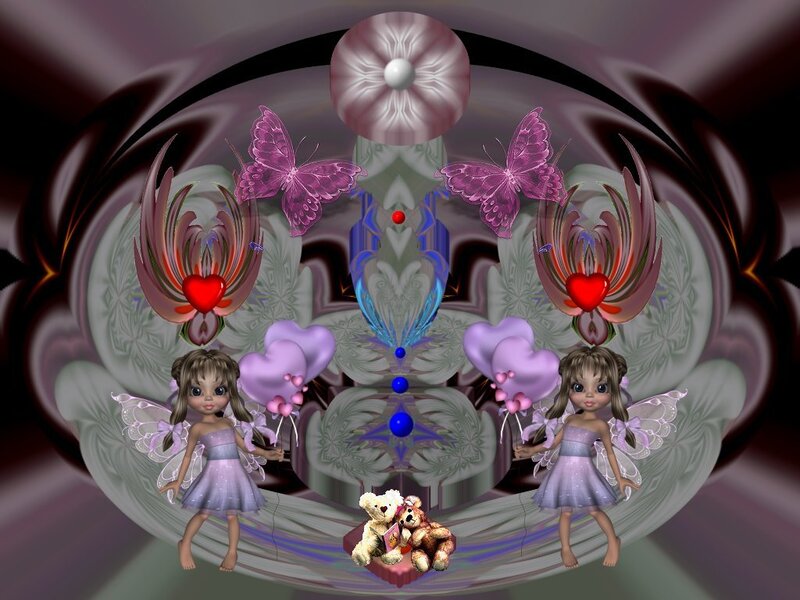 Fantasy fairy scene with hearts