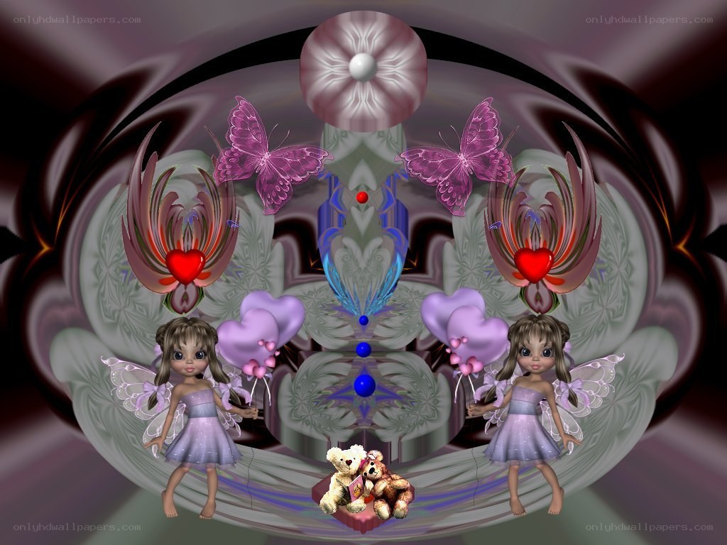 Fantasy fairy scene with hearts