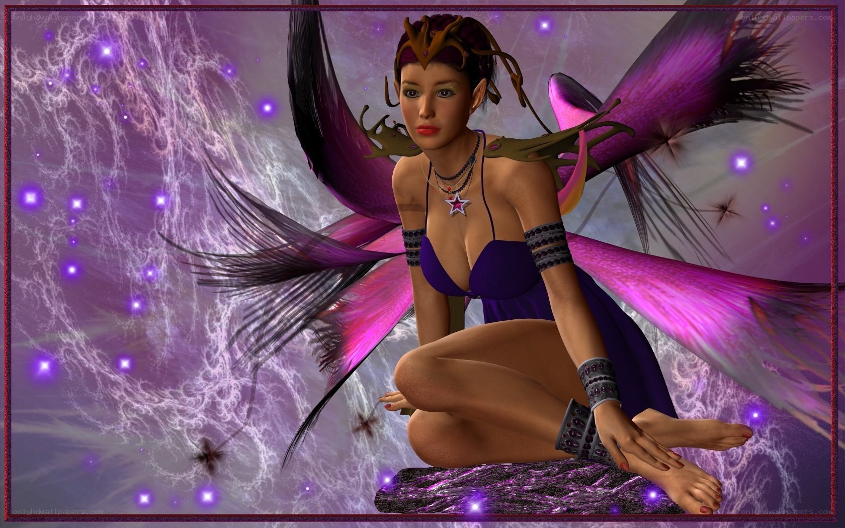 fantasy fairy with purple wings