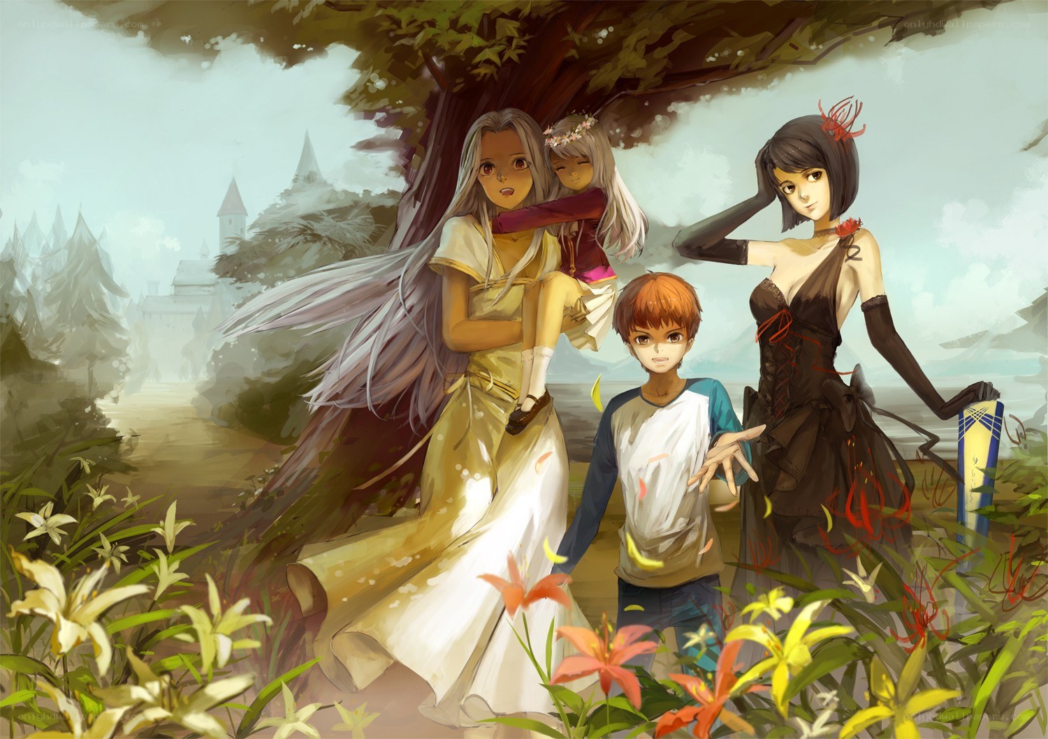 fantasy family in a garden