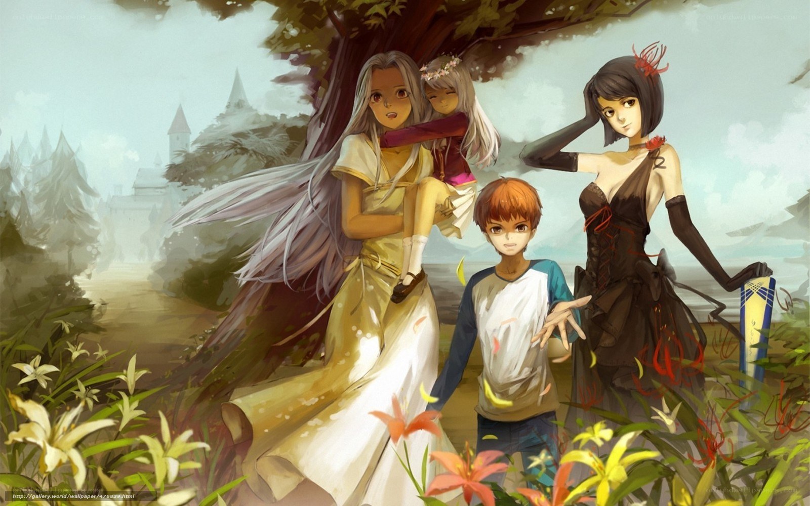 fantasy family in a garden