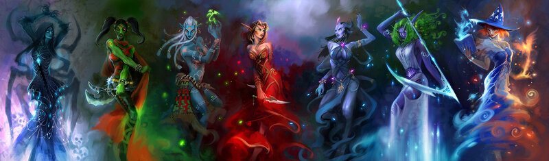 Fantasy female characters in action