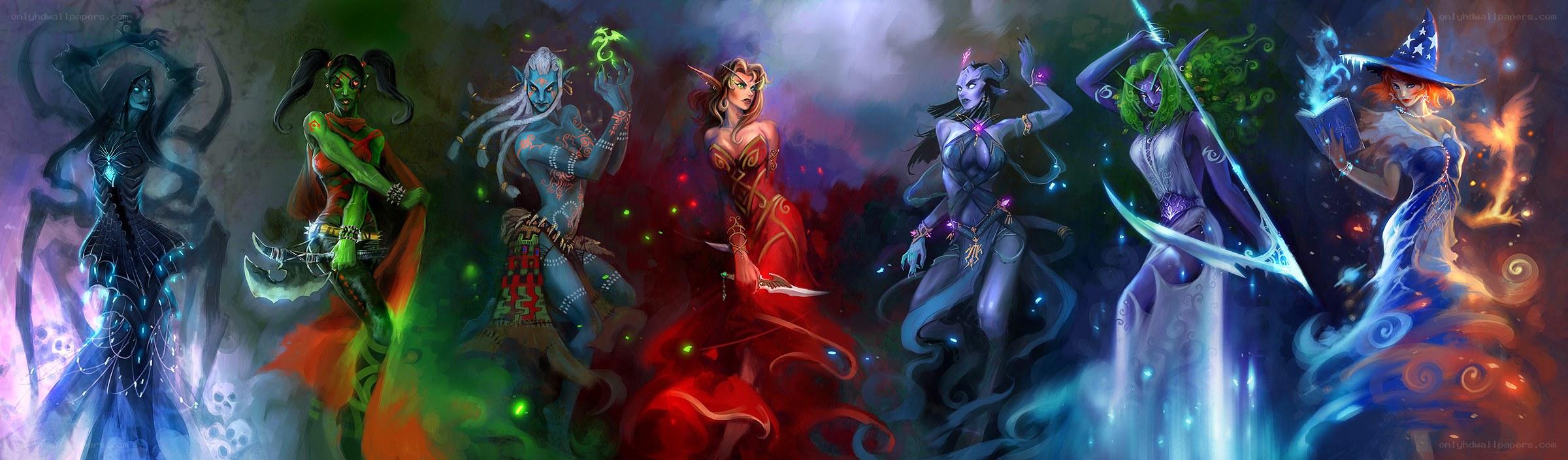 Fantasy female characters in action