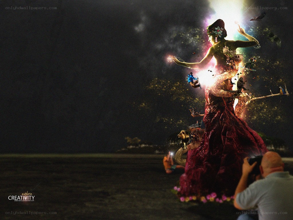 Fantasy figure with photographers
