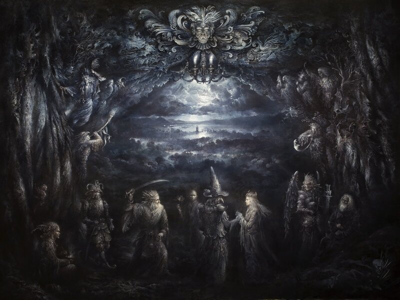 Fantasy Figures in Cave — Black