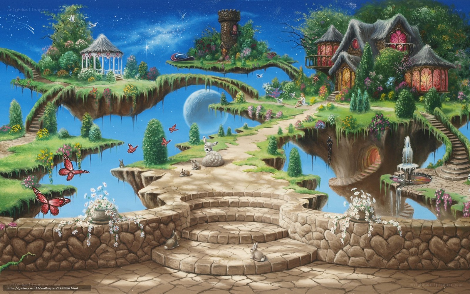 Fantasy floating islands landscape