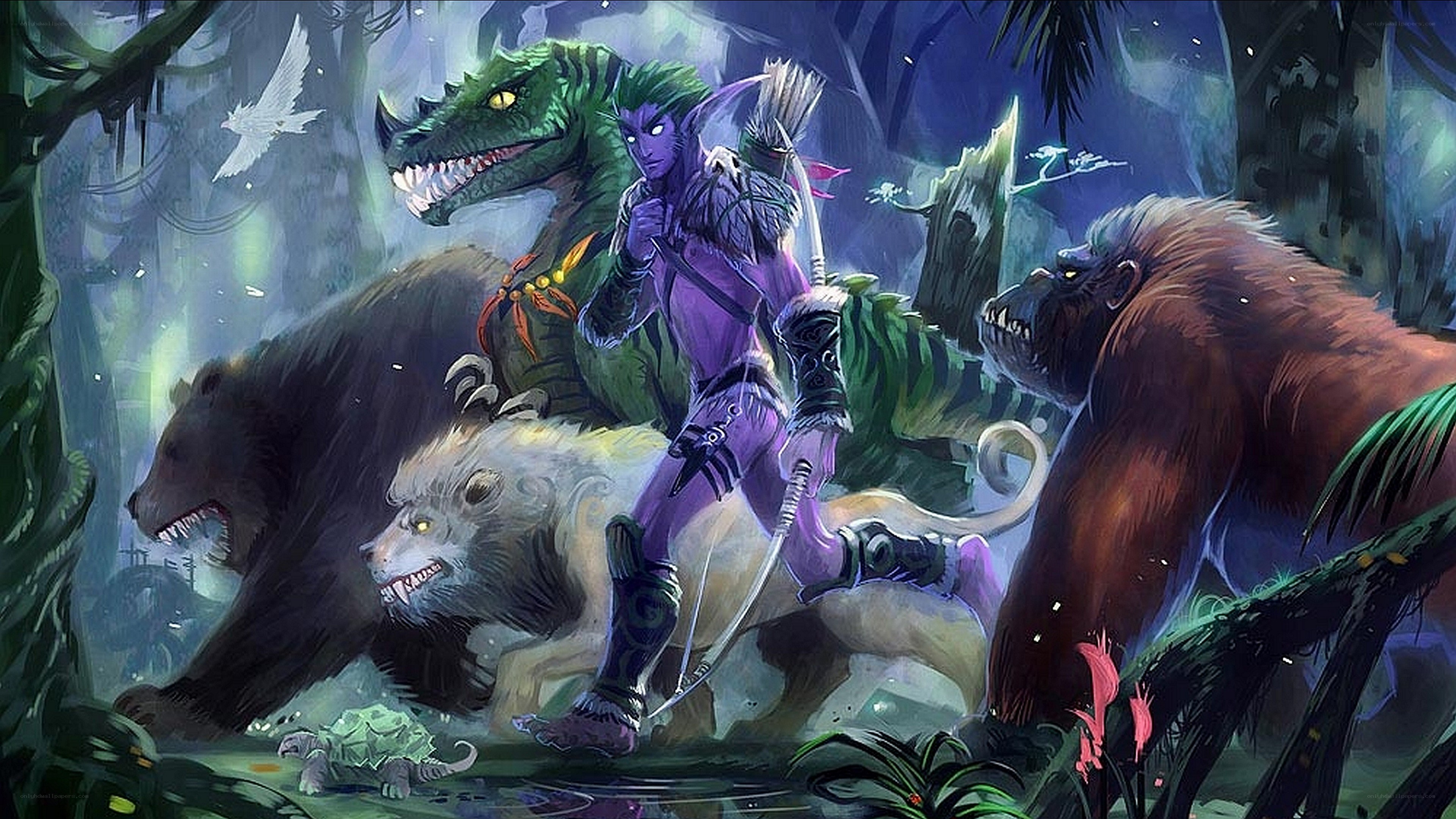 fantasy forest battle scene