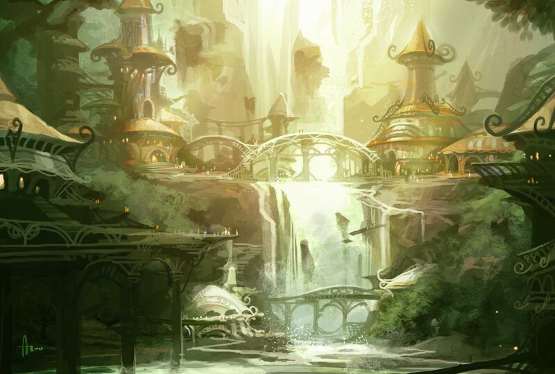 Fantasy forest cityscape