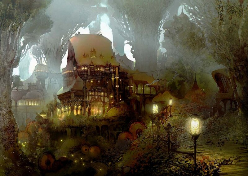 Fantasy forest cityscape