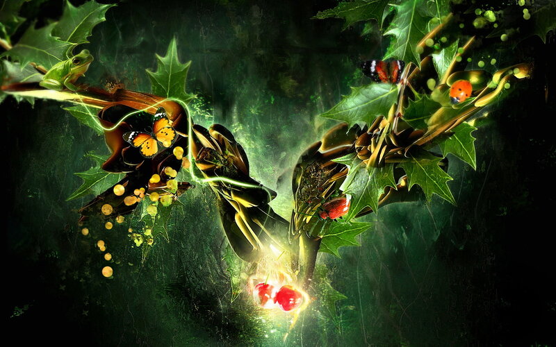 Fantasy forest life scene