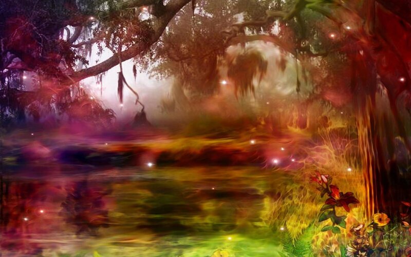 Fantasy Forest Scene — Green, Ethereal