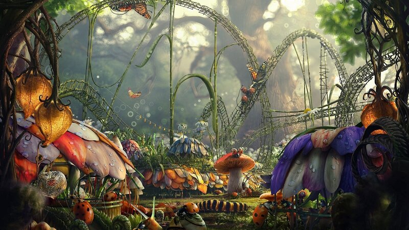 Fantasy Forest Scene — Green, Whimsical, Morning
