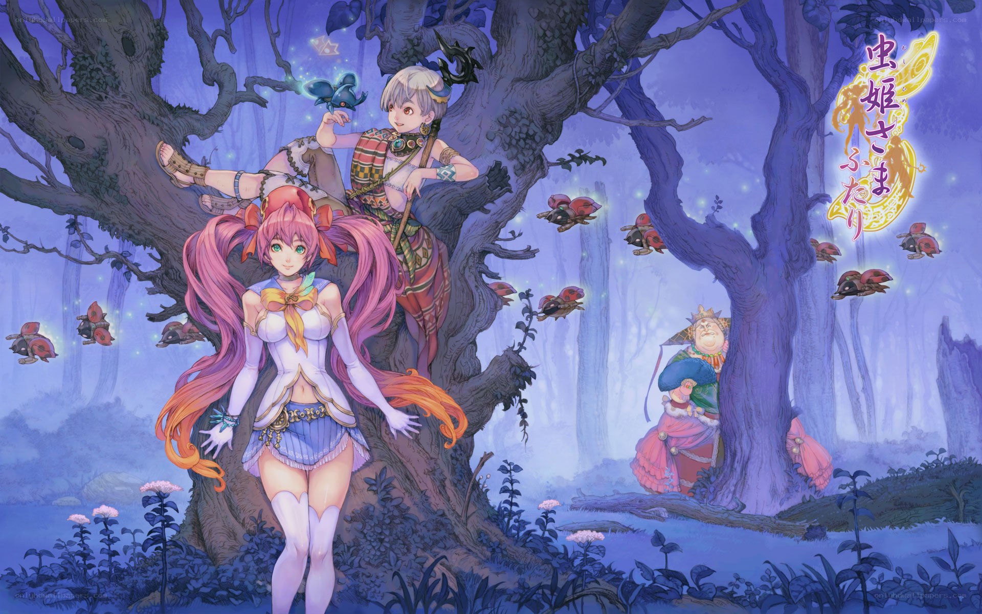 fantasy forest scene with characters