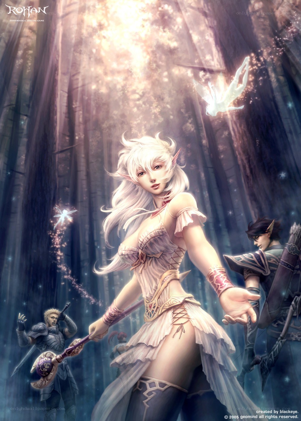 Fantasy forest scene with elves