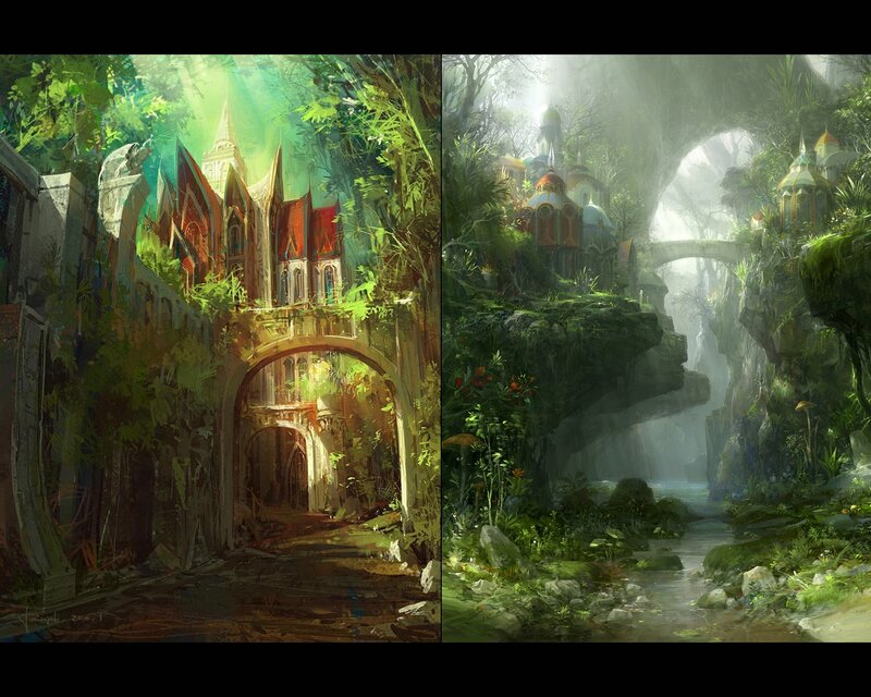 Fantasy forest village