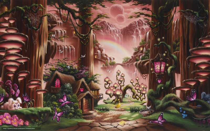 Fantasy forest village scene