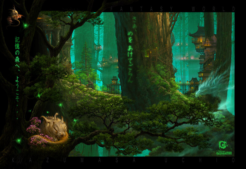 Fantasy forest village