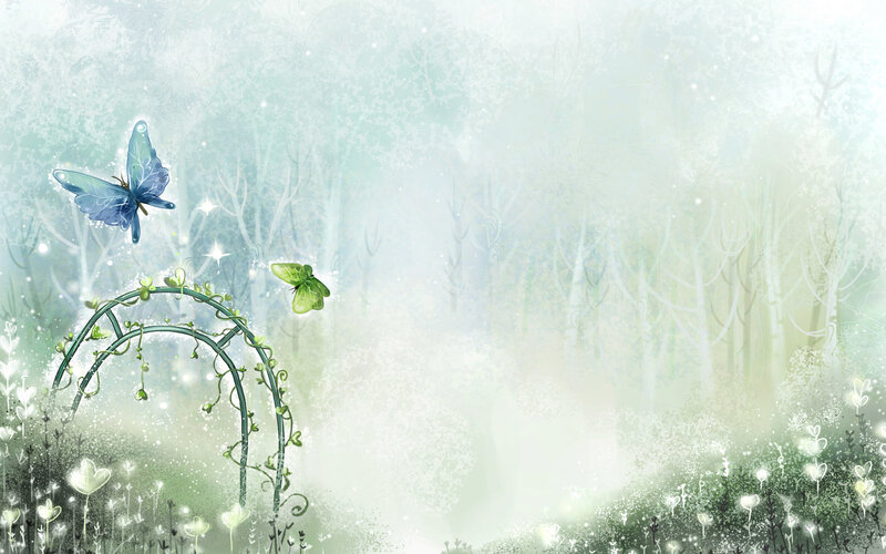Fantasy forest with butterflies