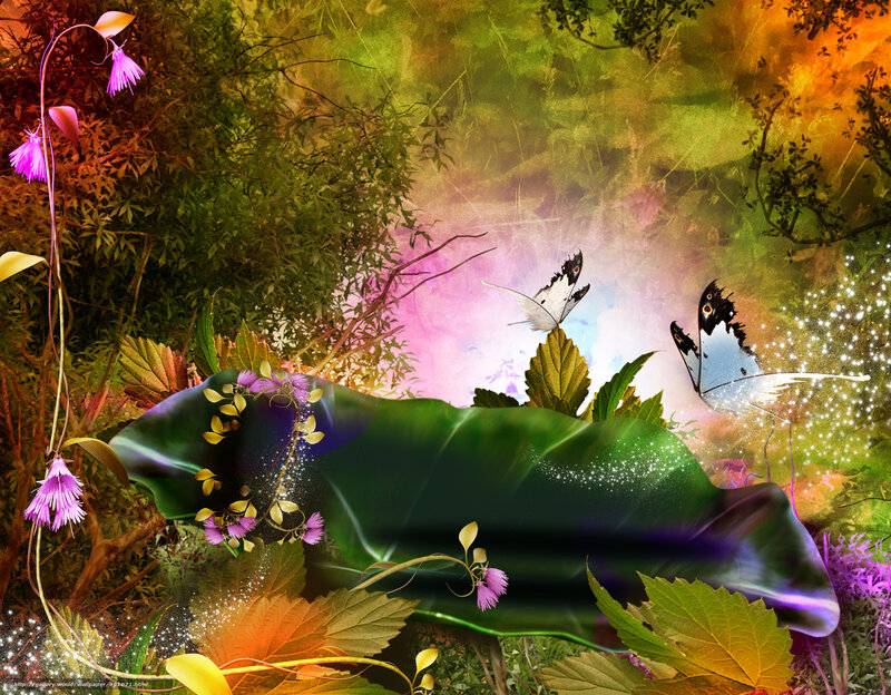 Fantasy forest with butterflies