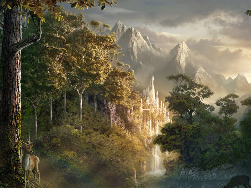 Fantasy forest with castle