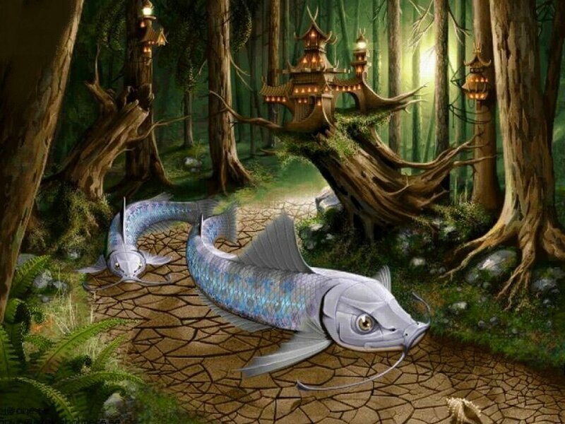 fantasy forest with fish