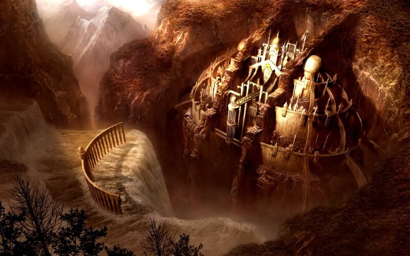 fantasy fortress in canyon