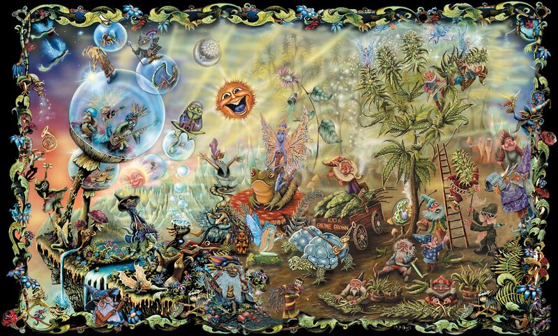 Fantasy Garden Scene — Green, Whimsical