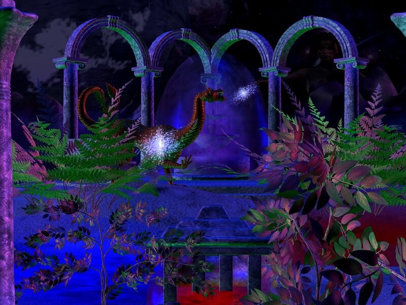 Fantasy garden with dragon