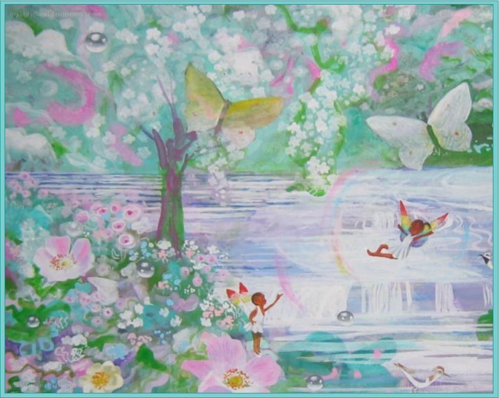 Fantasy garden with fairies