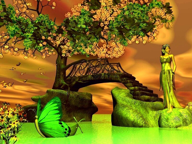 Fantasy garden with fairy