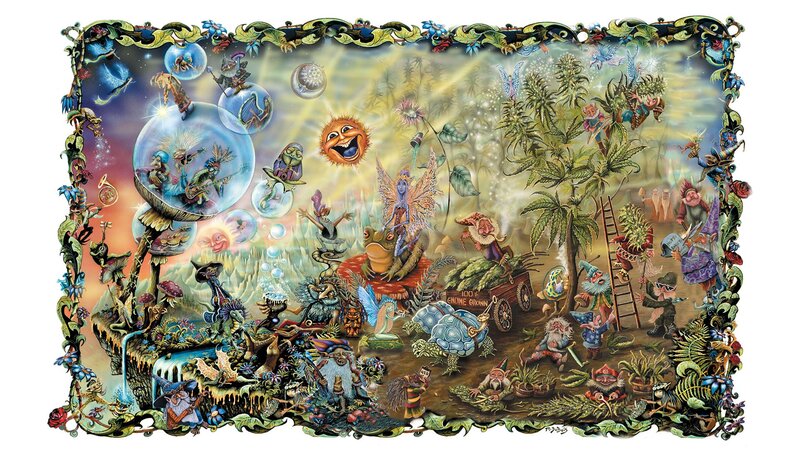 Fantasy garden with gnomes