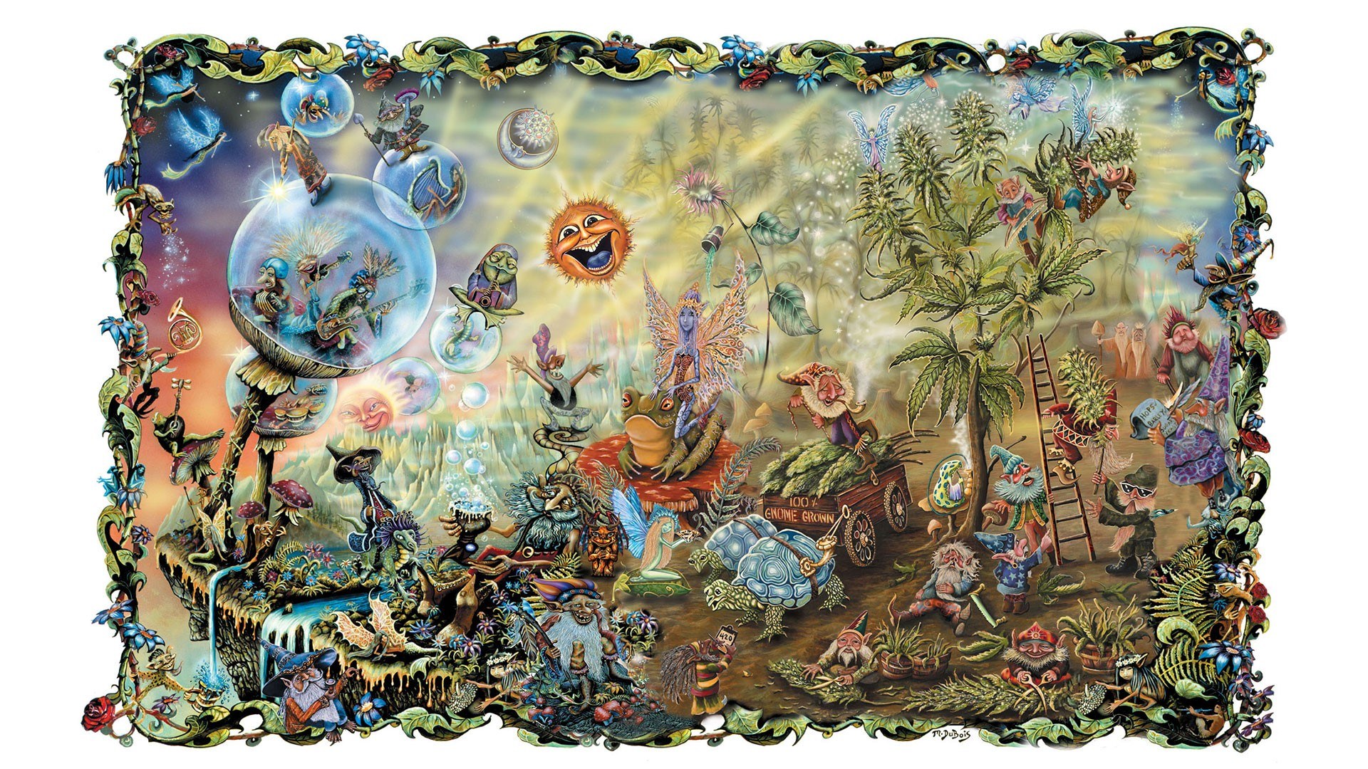 Fantasy garden with gnomes