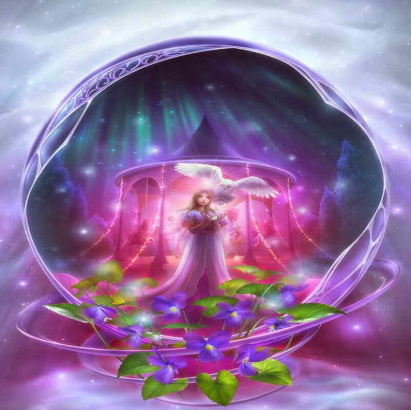 fantasy girl in a crystal ball