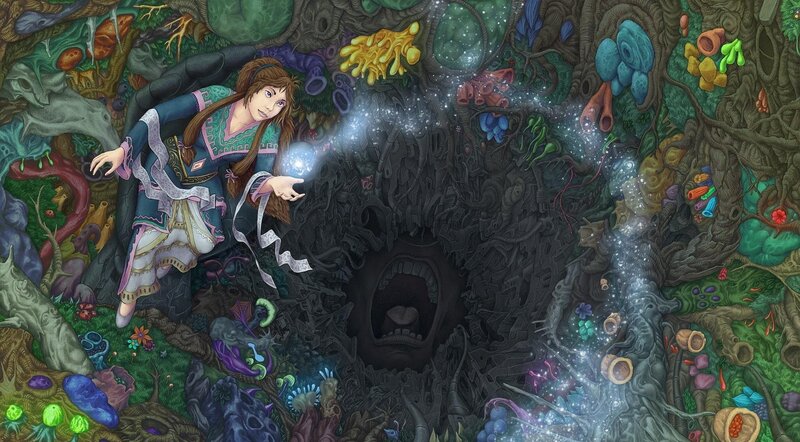 Fantasy girl in a dark forest